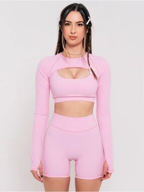 For The Peach x Valentina Voight Pink Bolero Sports Bra